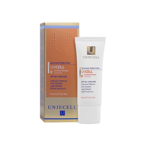 فلوئید ضدآفتاب بی رنگ مرطوب کننده آنژسل مناسب برای پوست معمولی و خشک با +SPF50
