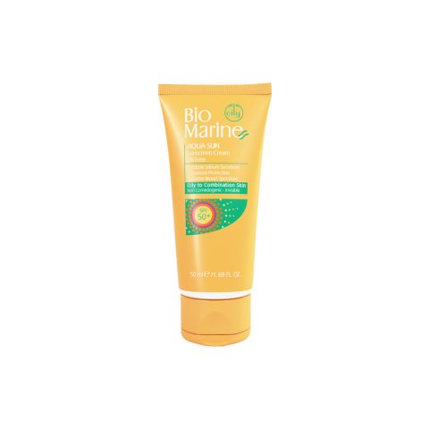 کرم ضد آفتاب بی رنگ بایومارین مدل آکوا سان مناسب برای پوست چرب با SPF50+